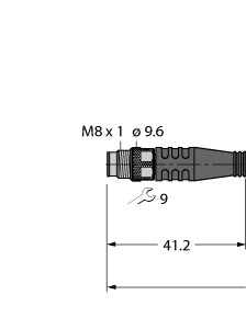 Connector cable PSG4M-2/TEL, male, m8, straight, 4pin