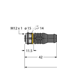 Connector cable RKC4.441 T-10/TEB, female, m12, straight, 4pin