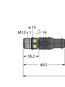 Connector cable RSC4.4T-5/TEL, male, M12, straight, 4 pin