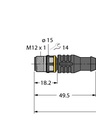 Connector cable RSC4.4T-5/TEL, male, M12, straight, 4 pin