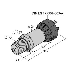 Pressure sensor PT10R-2008-U1-DA91/X, 0-10Bar, 0-10V, G1/2in