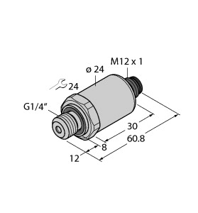 Pressure sensor PT250R-2004-I2-H1144, 0-250 bar, 4-20 mA, G1/4in, M12