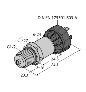 Pressure sensor PT6R-1008-I2-DA91, 0-6 bar, 4-20 mA, G1/2in