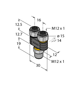Y-Splitter without Cable, M12 YB2-FSME5-2FKME5.4