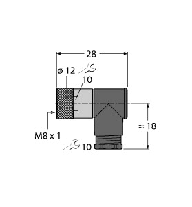 Connector B5241-0, M8, 4 pin at an angle, female