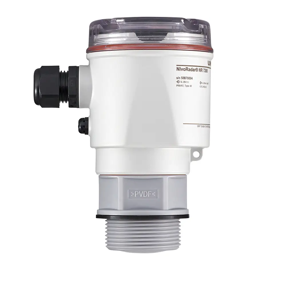 Līmeņa sensors NR7200 šķidrumiem, radars FMCW, 0-15m, 4-20mA HART, G1 1/2; PVDF, 8° antena, ar displeju, max 80°C/3Bar,