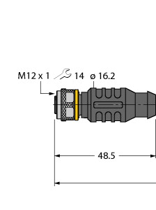 Conector cable RKC4.4T-P7X2-5/TEL, straight, m 12, Female, 4 pin