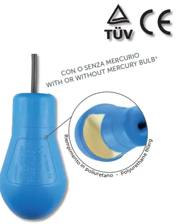 [AEA05P00] Level switch, float type, LITTLE MERCURY/MC MT.5PVC, 5m neoprene cable, sewage water 