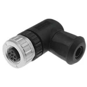 Connector, M12, female, angled, 4-pin, wireable