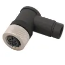 Connector, M12, female, angled, 5-pin, wireable