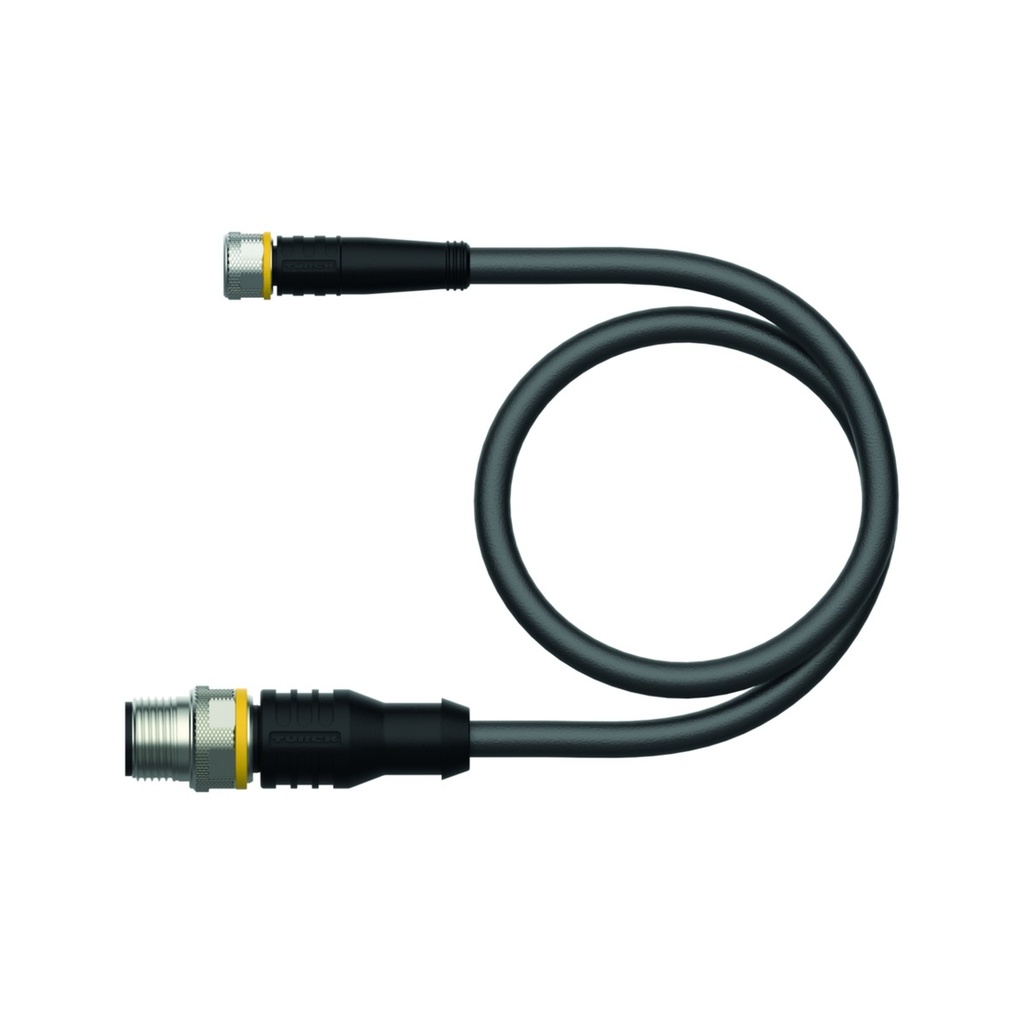 Connection cable PKG3M-2-RSC4T/TEL, M8 female straight / M12 male straight, 3-pin, 2m PVC