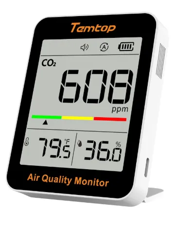 CO2, temperatūras un mitruma mērītājs, Temptop C1, pārnēsājams, novietojams uz galda, lādējams USB C