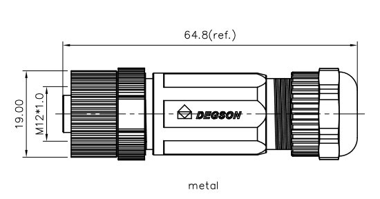 Connector M12, straight, female, 8-pin, A coded, screw terminal