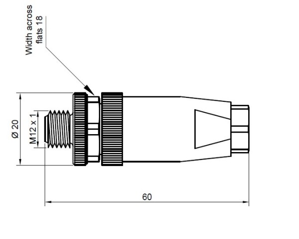 Konektors M12, paps, taisns, 8 pin, PG7
