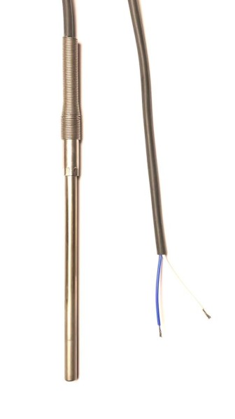 Temperature sensor PT1000B, 2 wires, MIC 6x100mm, AISI 316, metallic transition ø8mm with LT resin,anti-crease spring, silicon cable E= 3000 mm