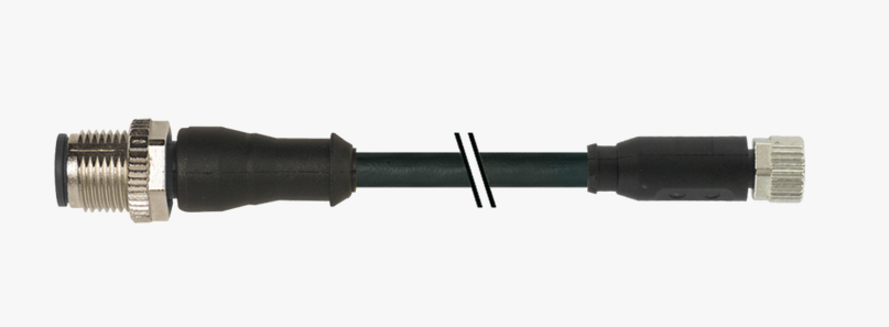 Connection cable 4-pin M12 male / 4-pin M8 female, 10cm