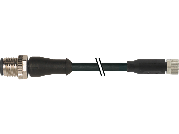 Konektors ar kabeli 4-pin M12 paps/ 4-pin M8 mamma, 1m