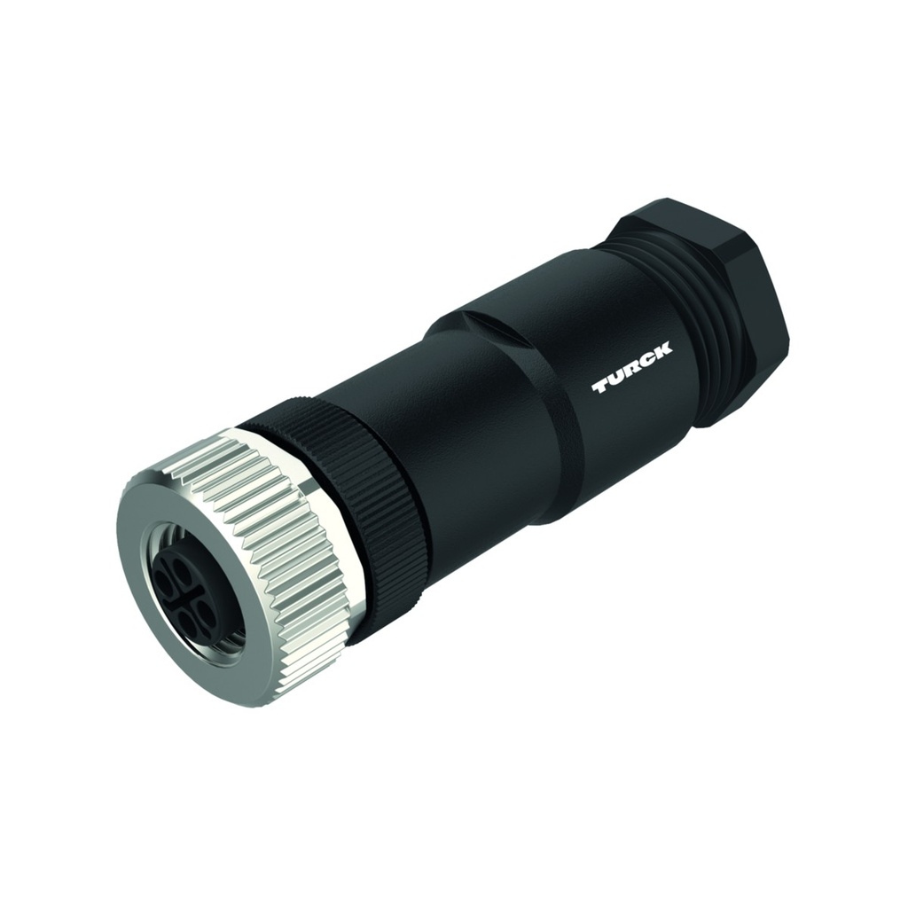 Konektors FW-ERKPM0414-PS-S-0810, M12 mamma taisns, S kodējums 3+PE, 12A 630V, skrūvju spailes, 8...10mm kabelim, IP67