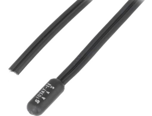 Temperature sensor NTC 10 kEMIS, -50/105C, 5 x 15 mm plaque, 1.5 m cab., IP67
