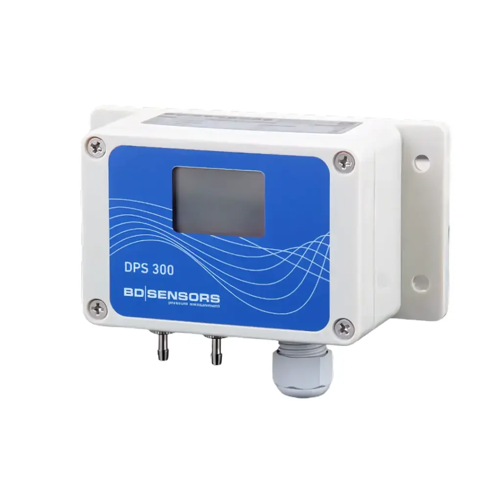 Differential pressure sensor DPS300, 0-10 mbar, 0-10 V/ 4-20 mA/ 0-20 mA, Ø 6.6 mm × 11 mm, LCD