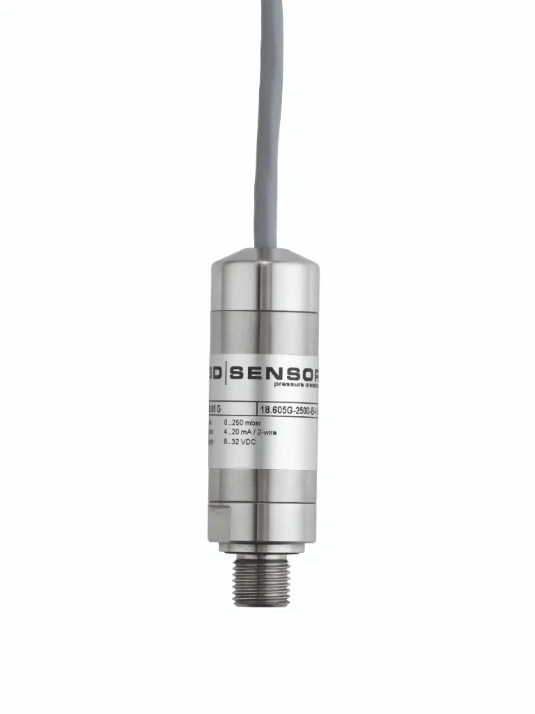 Pressure sensor 18.605G, 0-10 bar, 4-20 mA, G 1/4", 3 m PUR cable