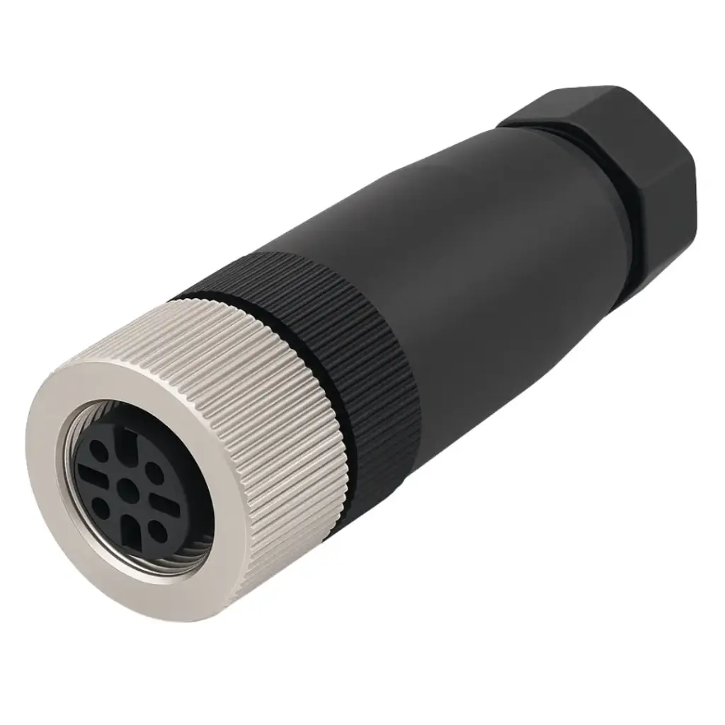 Connector, M12, female, straight, 5-pin, wireable