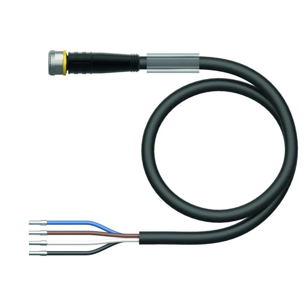 Konektors ar kabeli PKG4M-2/TEL, M8, mamma, taisns, 4 kontakti, 2m PVC