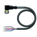 Connection cable WKC8T-5/TXL, M12, female, angled, 8-pin, 5m PUR