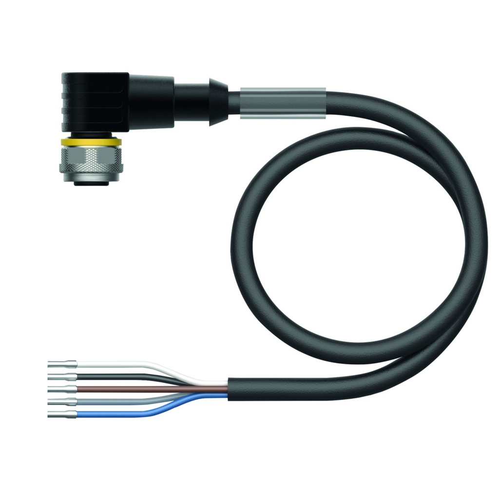 Connection cable WKC4.5T-5/TXL, M12, female, angled, 5-pin, 5m PUR
