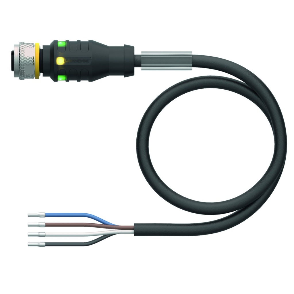Connection cable RKC4.4T-P7X2-5/TEL, M12, female, straight, 4-pin, 5m PVC, LED