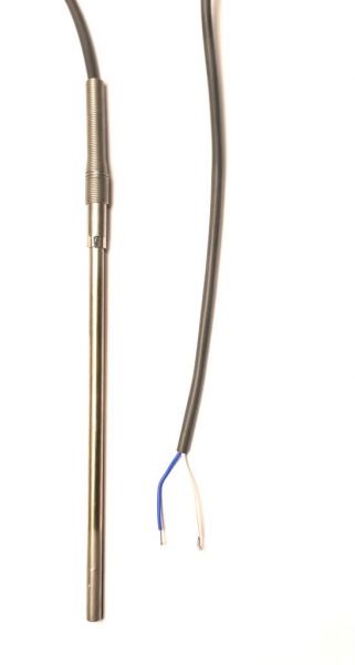 Temperatūras sensors PT1000, 5x20mm, klase B, IP68, 15m kabelis