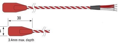 Temperature sensor Pt100, -50/150C, self line, 2 m cable, 30 x 14 x 3.4 mm