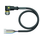 Connection cable WKC5T-P7X3.1-2/TXL, M12, female, angled, 4-pin + PE, 2m PUR, LED