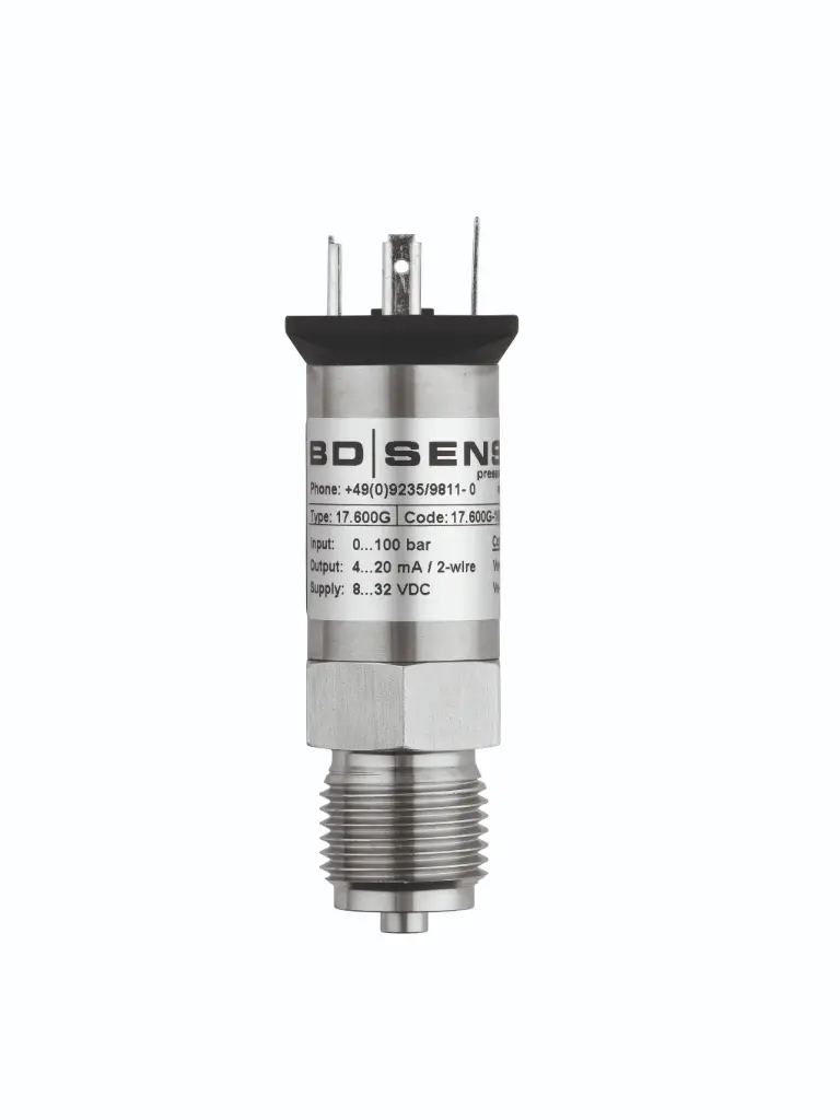 Pressure sensor 17.600G, 0-10 bar 4-20 mA G 1/4" DIN 3852, M12 connector, 4-pin