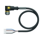 Konektors ar kabeli WKC4.4T-P7X2-15/TEL, M12, mamma, leņķī, 4 kontakti, 15m PVC, LED