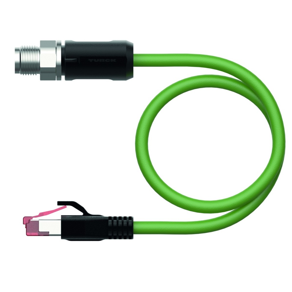 Connection cable RSSX-RJ45S-8814-3M, M12 X-coded male straight / RJ45 male straight, 8-pin, 3m PUR, shielded