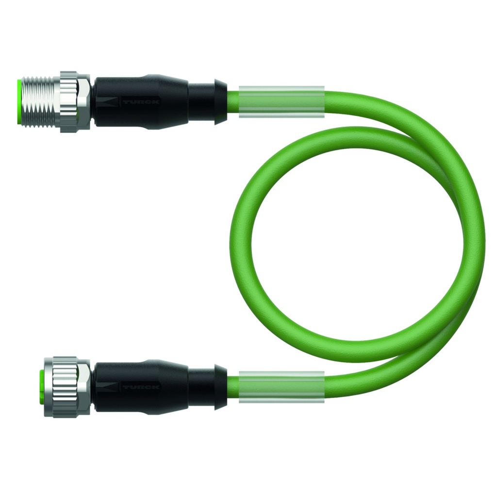Konektors ar kabeli RSSD-RKSD-4416-10M, Ethernet CAT5e, M12 D kodējums, mamma/paps, taisns, 4 kontakti, 10m PUR, ekranēts