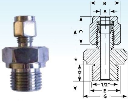 Compression thread FOR temperature sensor G1/2, BSPP, d = 10 mm, St. steelSS316
