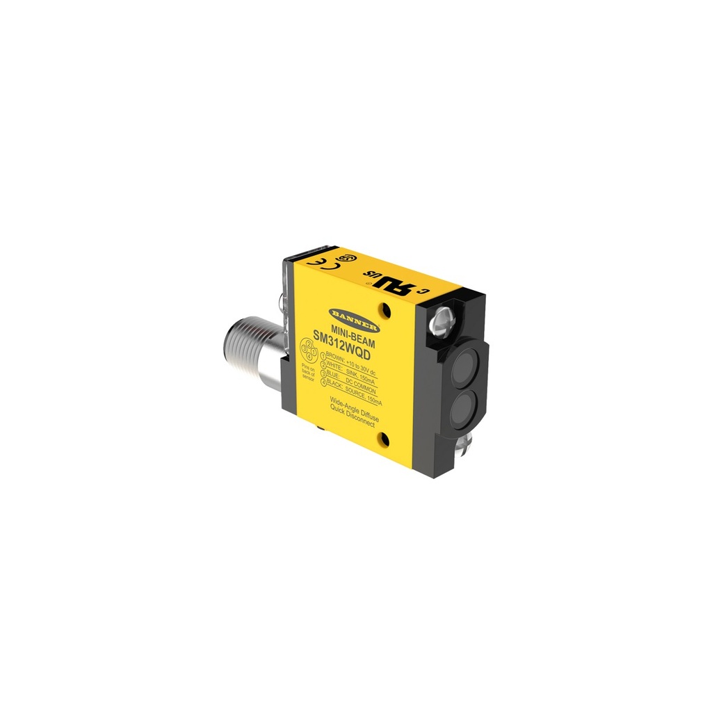 Foto sensors SM312WQD, diverģents difūzais 130 mm, PNP/NPN, LO/DO, 10-30VDC, M12 4 kontakti