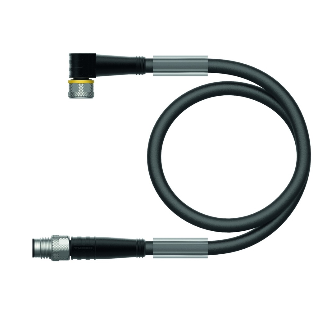 Konektors ar kabeli PKW4M-2-PSG4M/TXL, M8, mamma leņķī/paps taisns, 4 kontakti, 2m PUR
