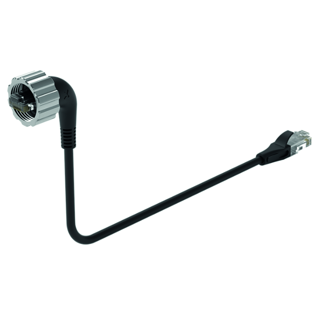 Konektors ar kabeli TXF-M22W-RJ45-5M, M22 leņķī uz RJ45, 5m, PoE, TXF700 HMI