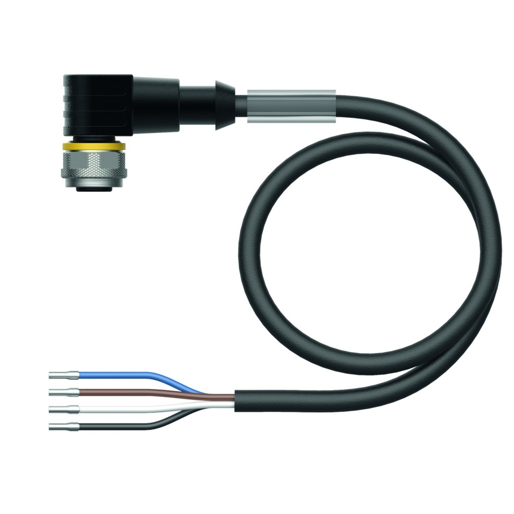 Connection cable WKC4.4T-2/TEL, M12, female, angled, 4-pin, 2m PVC
