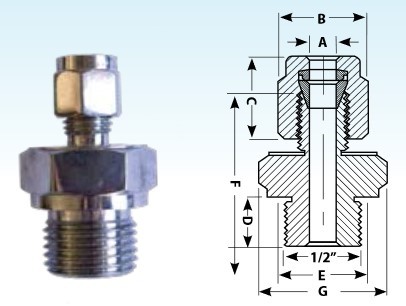 Compression thread FOR temperature sensor FS-12-P-8, G1/2, d = 8 mm, st.steel