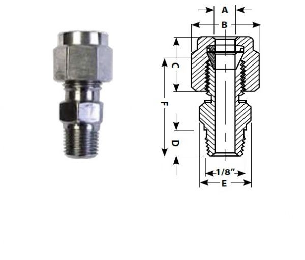 Kompresijas vītne FS-1/8-T-60, G1/8, d=6mm, St.steel