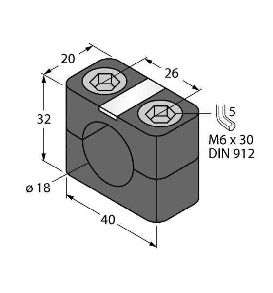 Assembly element, M18 for sensors, plastic