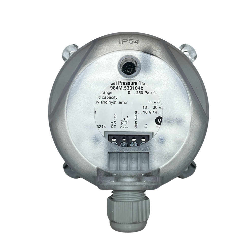 [984M533104b4] Diferenciālā spiediena sensors 0...250 Pa/0...500 Pa, 4-20 mA/0-10 V izeja, bez LED displeja