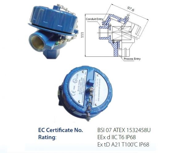 Temperatūras sensoru galva XDA-A-M24-M20, ATEX