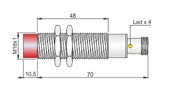 Induktīvais sensors SI18-CE8, PNP NO, M18, 10-30VDC