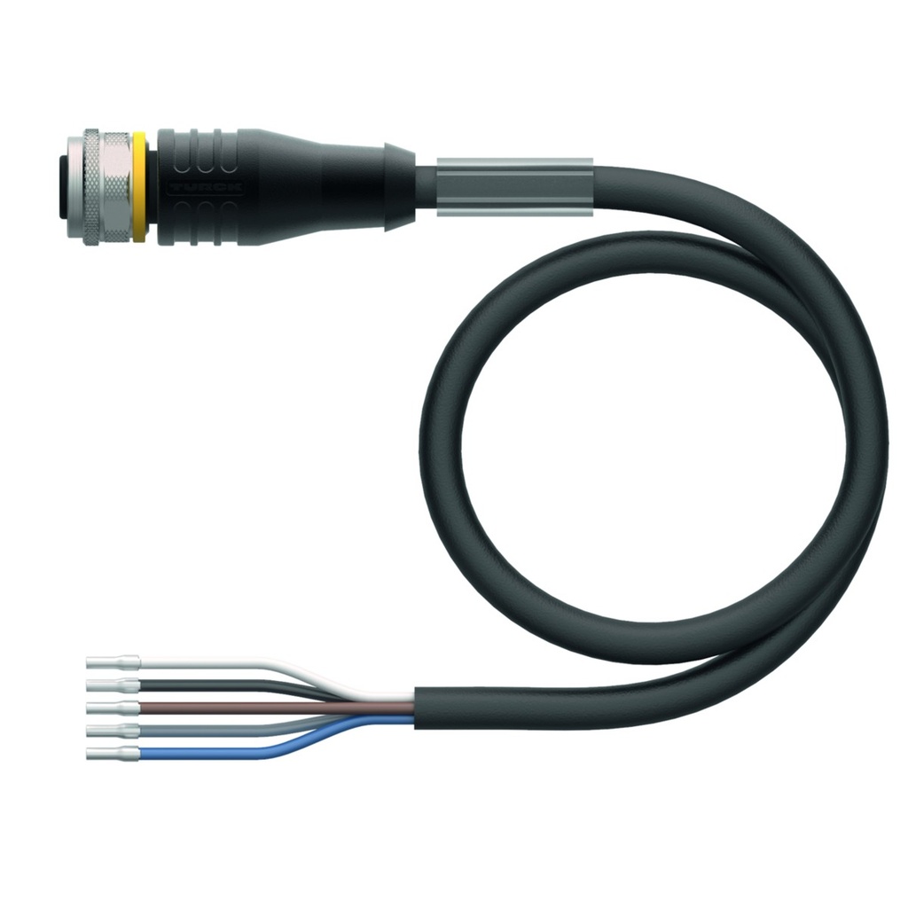 [6626375] Konektors ar kabeli RKS4.5T-10/TXL, M12, mamma, taisns, 5 kontakti, 10m PUR, ekranēts