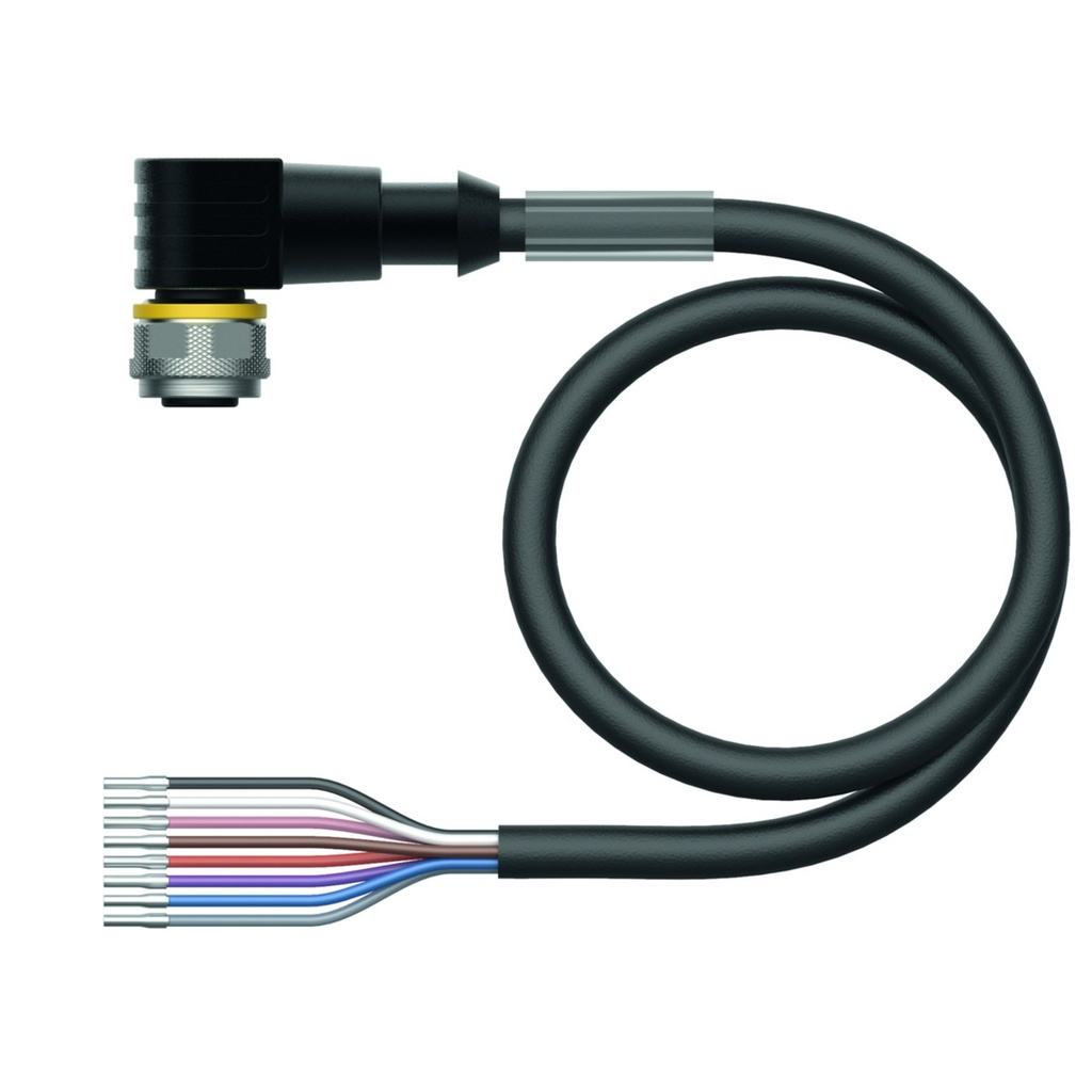 [6625135] Konektors ar kabeli WKC8T-10/TEL, M12, mamma, leņķī, 8 kontakti, 10m PVC